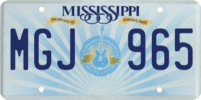 MS license plate MGJ965