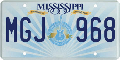 MS license plate MGJ968