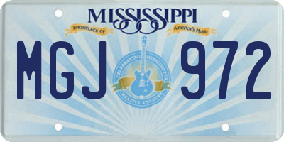MS license plate MGJ972