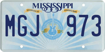 MS license plate MGJ973