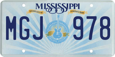 MS license plate MGJ978