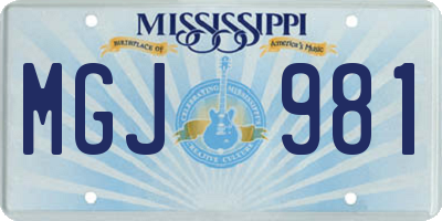 MS license plate MGJ981