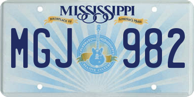 MS license plate MGJ982