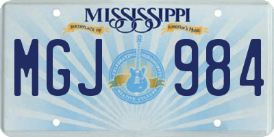 MS license plate MGJ984