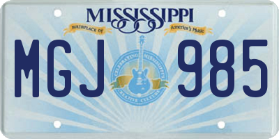 MS license plate MGJ985