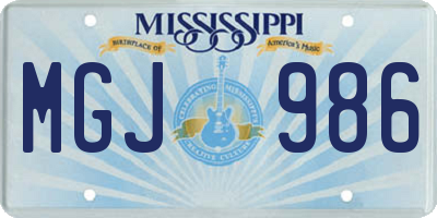 MS license plate MGJ986