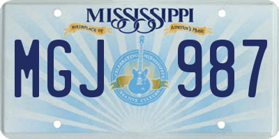 MS license plate MGJ987