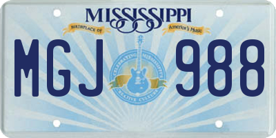 MS license plate MGJ988