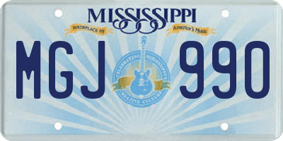 MS license plate MGJ990