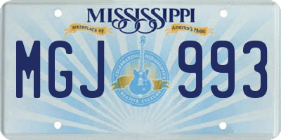 MS license plate MGJ993