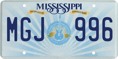 MS license plate MGJ996