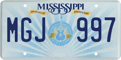 MS license plate MGJ997