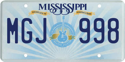 MS license plate MGJ998