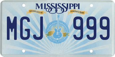 MS license plate MGJ999