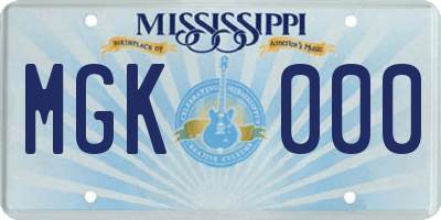 MS license plate MGK000