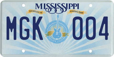 MS license plate MGK004