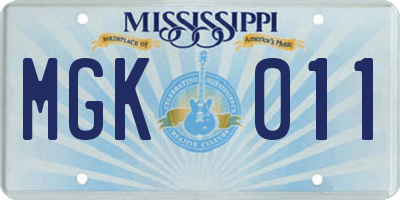 MS license plate MGK011