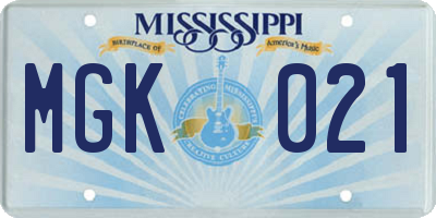 MS license plate MGK021