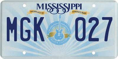 MS license plate MGK027
