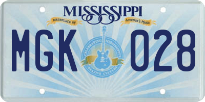 MS license plate MGK028