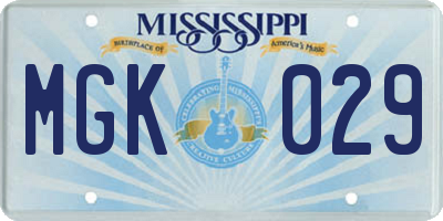 MS license plate MGK029