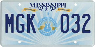 MS license plate MGK032