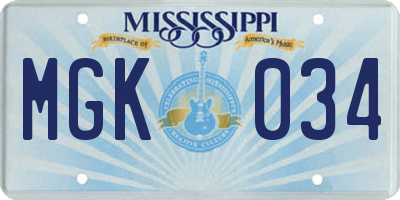 MS license plate MGK034
