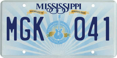 MS license plate MGK041