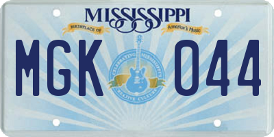 MS license plate MGK044