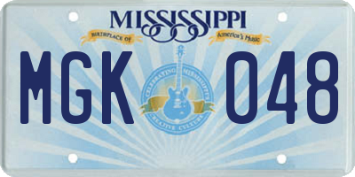 MS license plate MGK048
