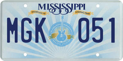 MS license plate MGK051