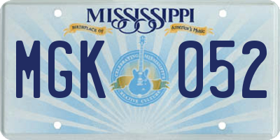 MS license plate MGK052