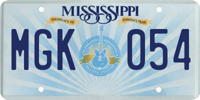 MS license plate MGK054