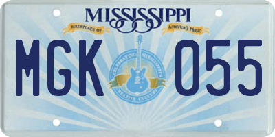MS license plate MGK055