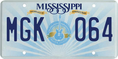 MS license plate MGK064