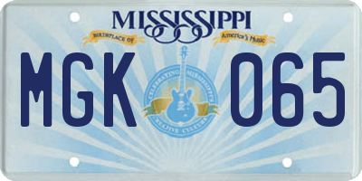 MS license plate MGK065