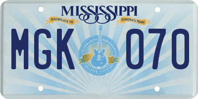 MS license plate MGK070