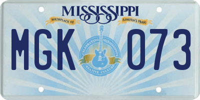 MS license plate MGK073
