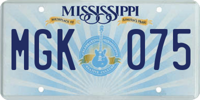 MS license plate MGK075