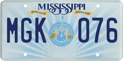 MS license plate MGK076