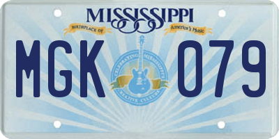 MS license plate MGK079