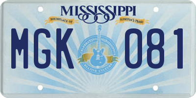 MS license plate MGK081