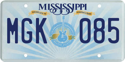 MS license plate MGK085