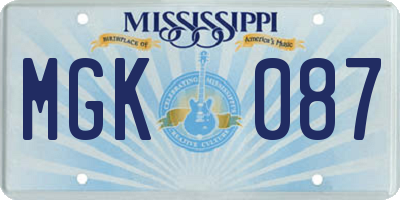 MS license plate MGK087