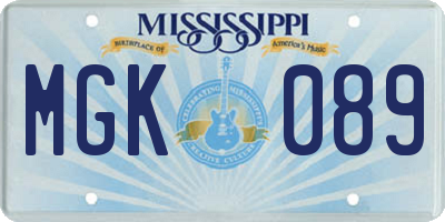 MS license plate MGK089