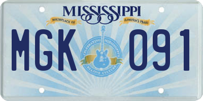 MS license plate MGK091