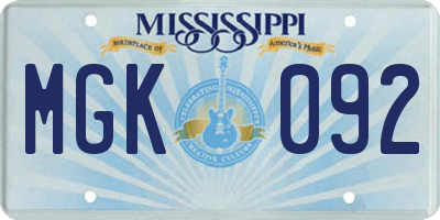 MS license plate MGK092