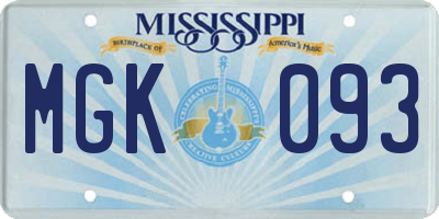 MS license plate MGK093