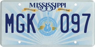 MS license plate MGK097