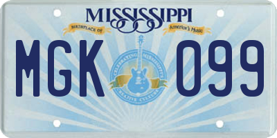 MS license plate MGK099